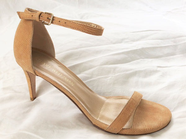 Stuart Weitzman Size 9.5 Nude Leather Strappy Sandals