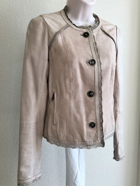 Elevenses Anthropologie Size 0 Battenburg Leather Jacket