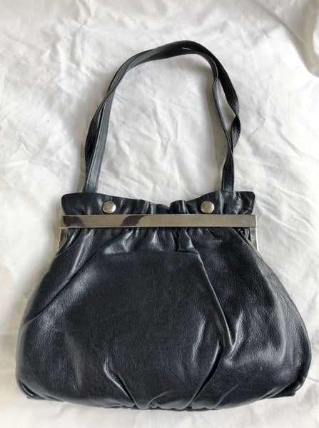 Nieri Argenti Vintage Italian Navy Leather Bag - CLEARANCE