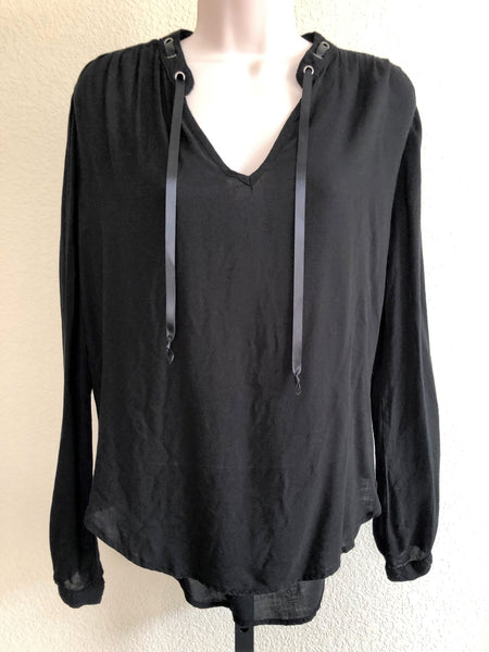 Bella Dahl for Anthropologie Size XS Black Grommet Top