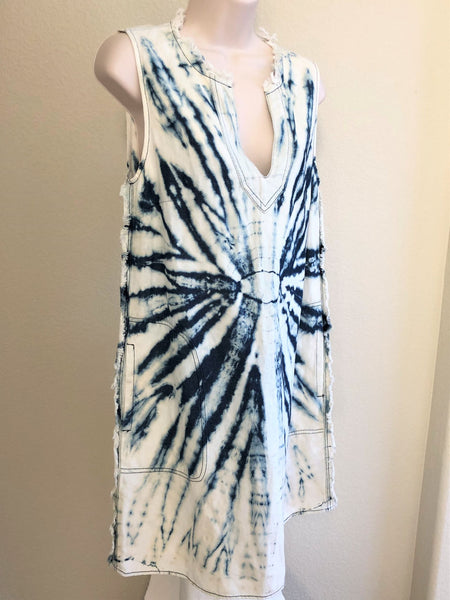 Raquel Allegra Size Large Blue Tie Dye Dress