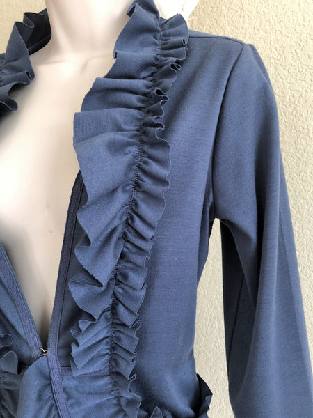 Yoana Baraschi Size Large Blue Ruffle Blazer