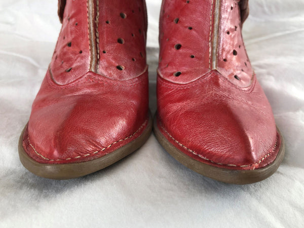 Khris Size 5.5 Red Leather Bootie - CLEARANCE