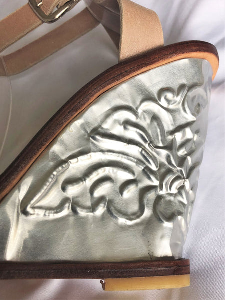 The Tui Collection Size 8 Beige Wedges Silver Heels - CLEARANCE