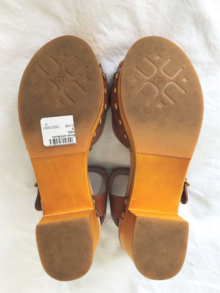 UGG Size 6 Janie Caramel Leather Sandals