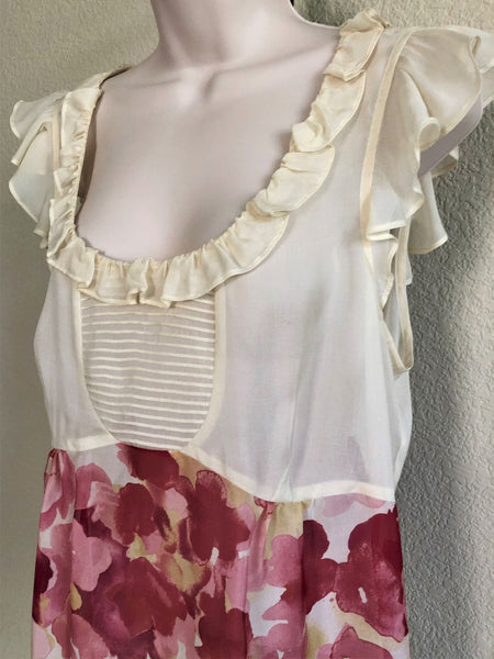 Odille Anthropologie MEDIUM Floral Silk Top