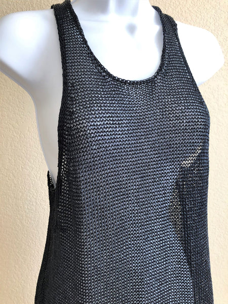 VINCE MEDIUM Navy Mesh Tank Top