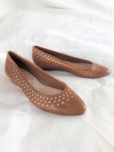 Loeffler Randall Size 8 Shireen Caramel Studded Flats