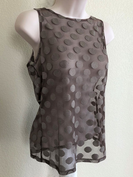 WORTH Size 4 Brown Sheer Polka Dot Tank Top