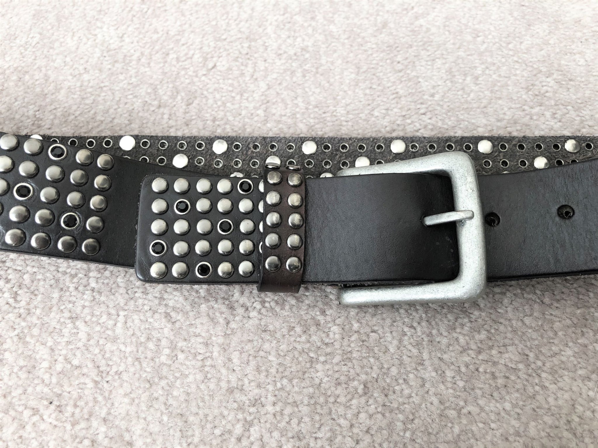 Joed studded belt Authentic JOED-100% Leather , Brown Belt, Brass Studs Amber  main image 3