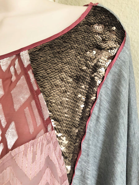 Tiny Anthropologie LARGE Gray and Mauve Top - CLEARANCE
