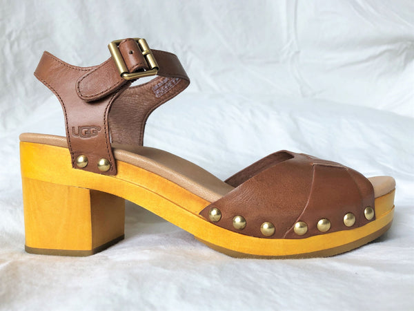 UGG Size 6 Janie Caramel Leather Sandals