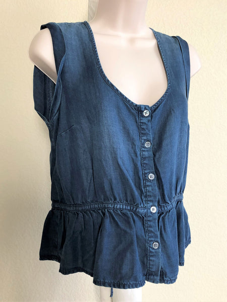 FRAME NEW SMALL James Blue Chambray Top