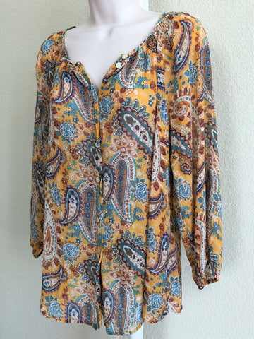 Sundance LARGE Giverny Paisley Silk Top - CLEARANCE