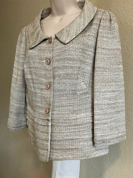 Armani Size 12 Beige Tweed Blazer