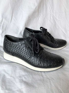 VINCE Size 6.5 Rayner Black Snakeskin Sneakers