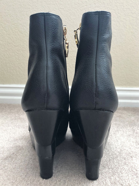 Diane von Furstenberg Size 7.5 Black Opalista Leather Platform Boots