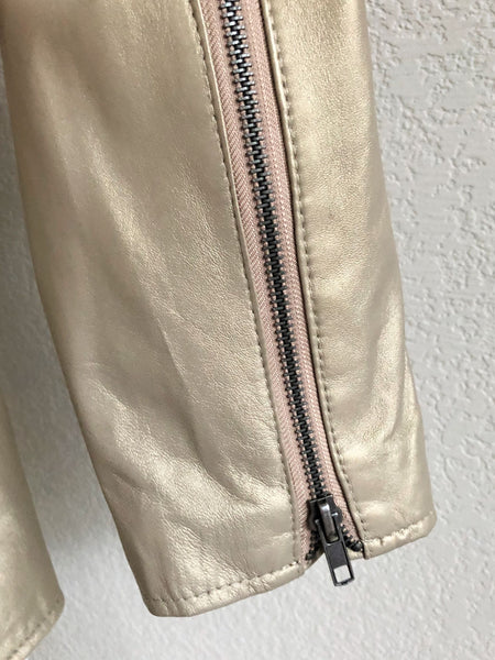 Identify Size 10 Gold Leather Moto Jacket