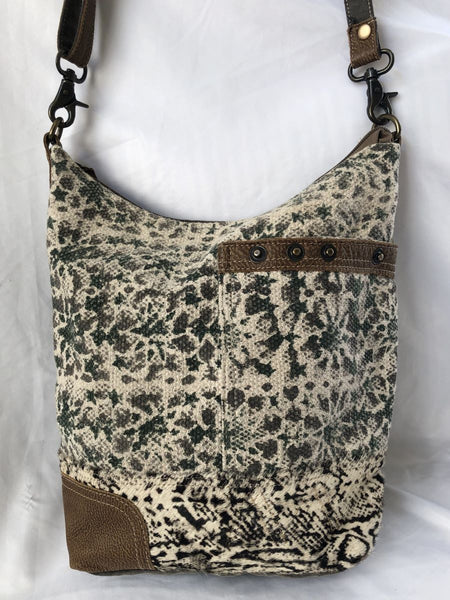 Myra Bag Mixed Media Hobo Cross Body