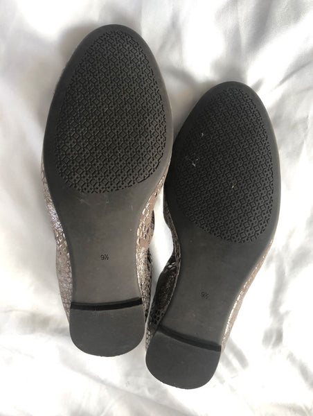 Tory Burch Heidi Size 9.5 Metallic Leather Flats