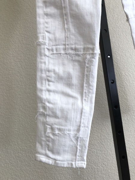 FRAME Size 2 Le Skinny de Jeanne Jeans Blanc Patchwork