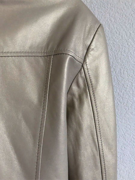 Identify Size 10 Gold Leather Moto Jacket