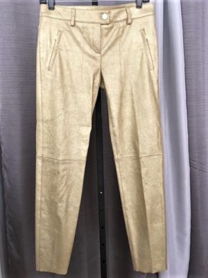 ESCADA Size 4 Gold Metallic Lambskin Suede Pants - RARE