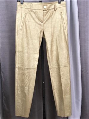 ESCADA Size 4 Gold Metallic Lambskin Suede Pants - $1,500 RETAIL