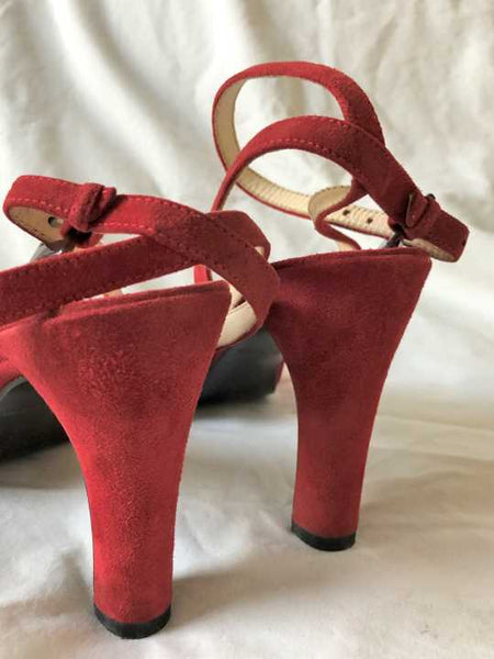 PRADA Authentic Size 6 Red Suede Sandals