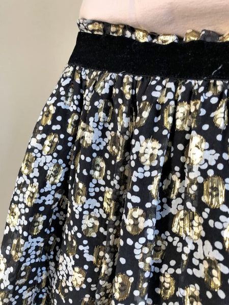 Scotch & Soda MEDIUM Black and Gold Silk Skirt