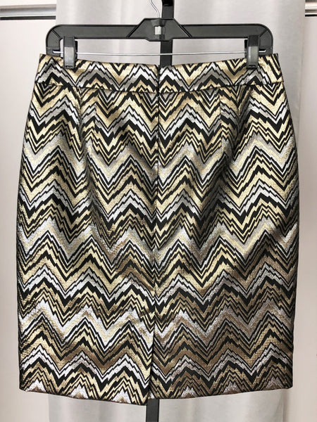 Trina Turk Size 8 Metallic Zig Zag Pencil Skirt