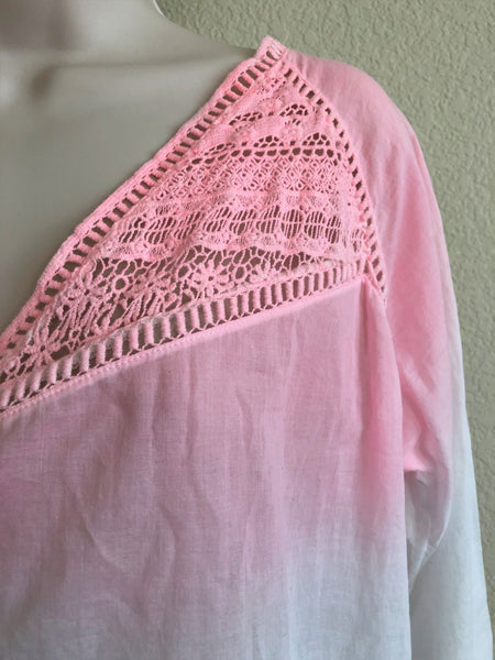 Maison Scotch Medium Pink White Ombre Top - CLEARANCE