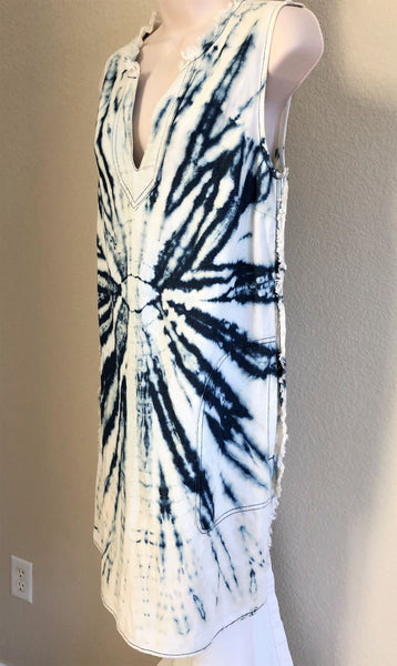 Raquel Allegra Size Large Blue Tie Dye Dress