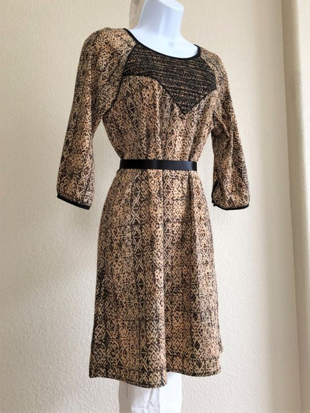 Maison Scotch Size Small Tan Tribal Dress