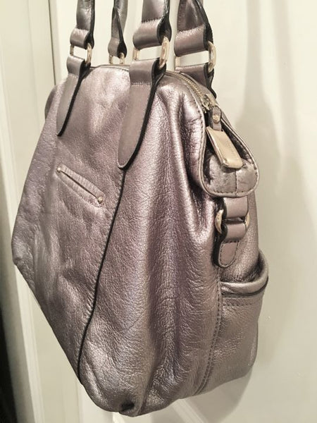 B. Makowsky Silver Leather Shoulder Bag - CLEARANCE