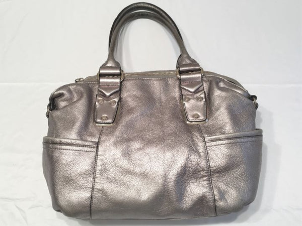 B. Makowsky Silver Leather Shoulder Bag