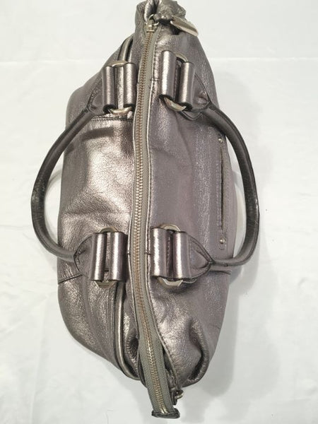 B. Makowsky Silver Leather Shoulder Bag