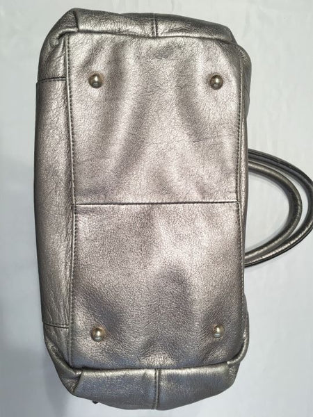 B. Makowsky Silver Leather Shoulder Bag