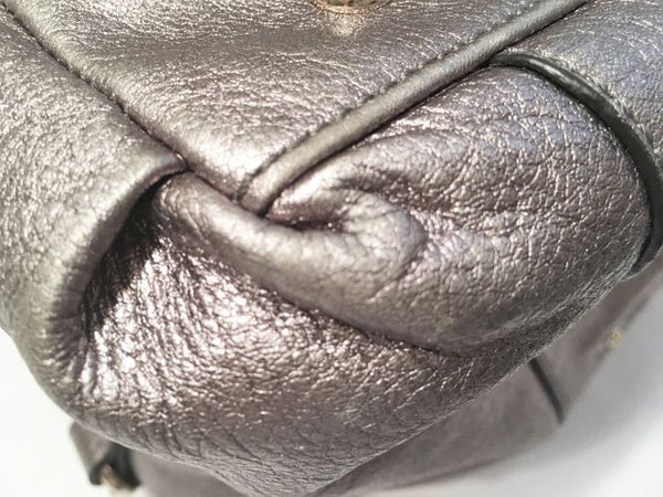 B. Makowsky Silver Leather Shoulder Bag