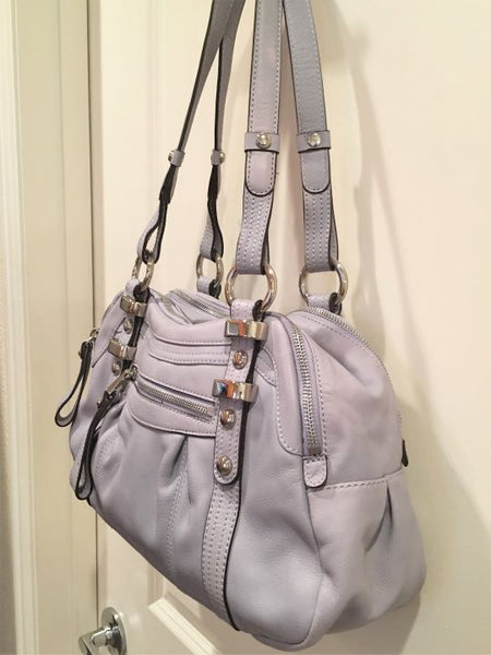 B. Makowsky Light Blue Leather Shoulder Bag