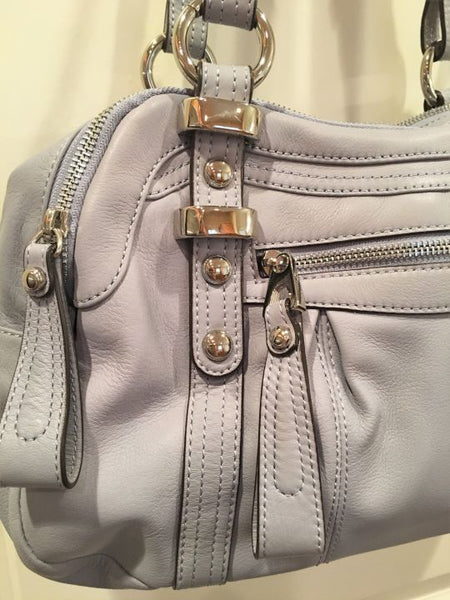 B. Makowsky Light Blue Leather Shoulder Bag