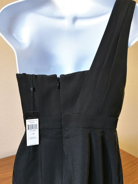 BCBGMaxazria NEW Size 4P Vanessa Black Silk One-Shoulder Dress