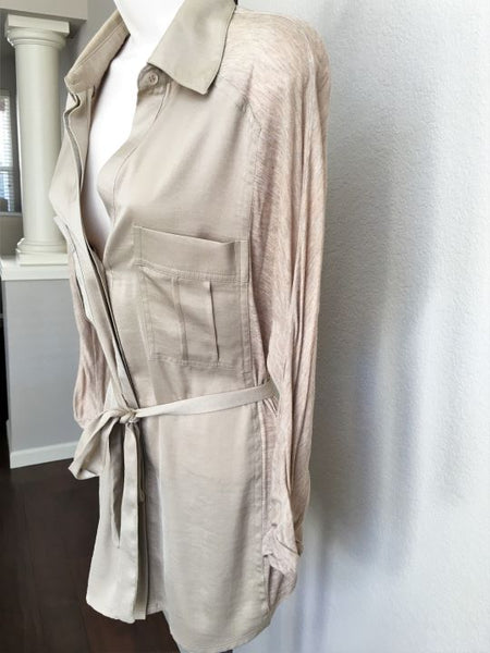 BCBGMaxazria MEDIUM Beige Waist Tie Blouse