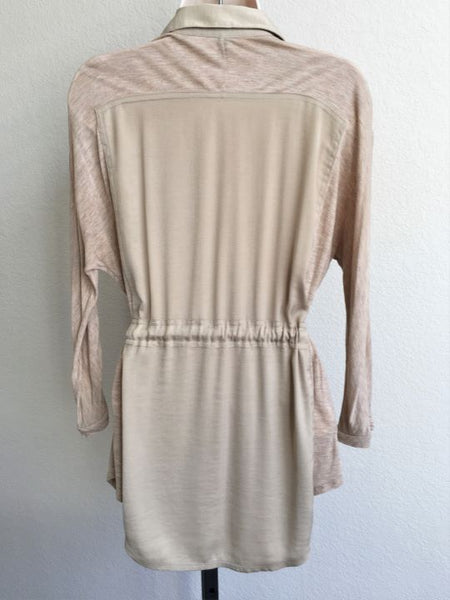 BCBGMaxazria MEDIUM Beige Waist Tie Blouse