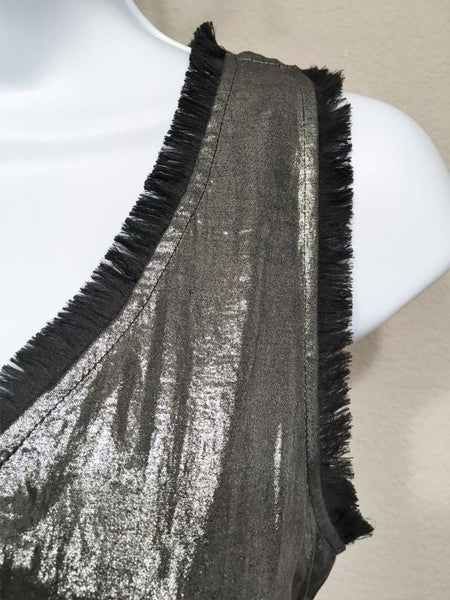BCBGMaxazria SMALL Silver Metallic Fringe Dress