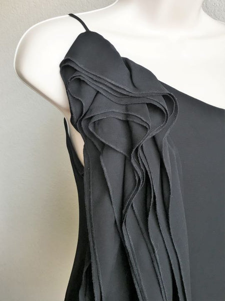 BCBGMaxazria XS Black Sleeveless One Shoulder Top