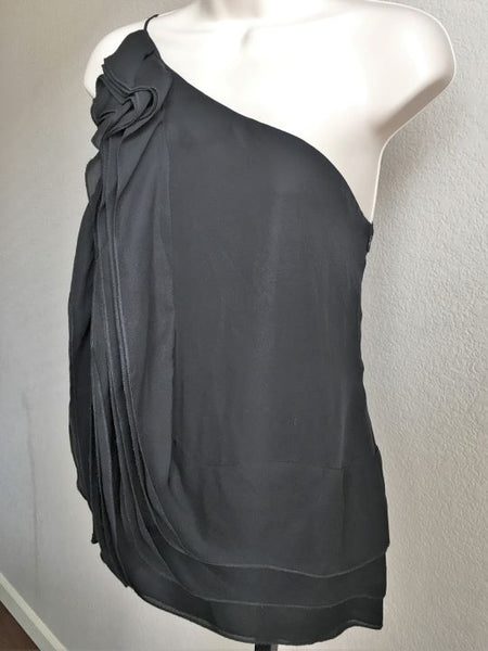 BCBGMaxazria XS Black Sleeveless One Shoulder Top