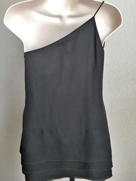 BCBGMaxazria XS Black Sleeveless One Shoulder Top