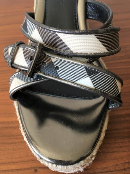 BURBERRY Authentic Size 5.5 - 6 Nova Check Wedge Sandals