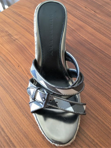 BURBERRY Authentic Size 5.5 - 6 Nova Check Wedge Sandals
